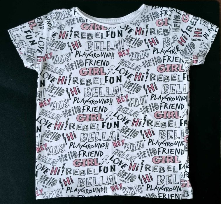Bluzeczka T-shirt Sinsay Fox&Bunny 116 krótki rękawek biała