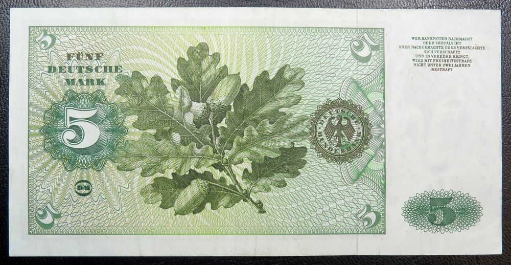 NOTA Alemanha 5 Mark 02/01/1970 Assinaturas KK e OE P# 30a - NOVA