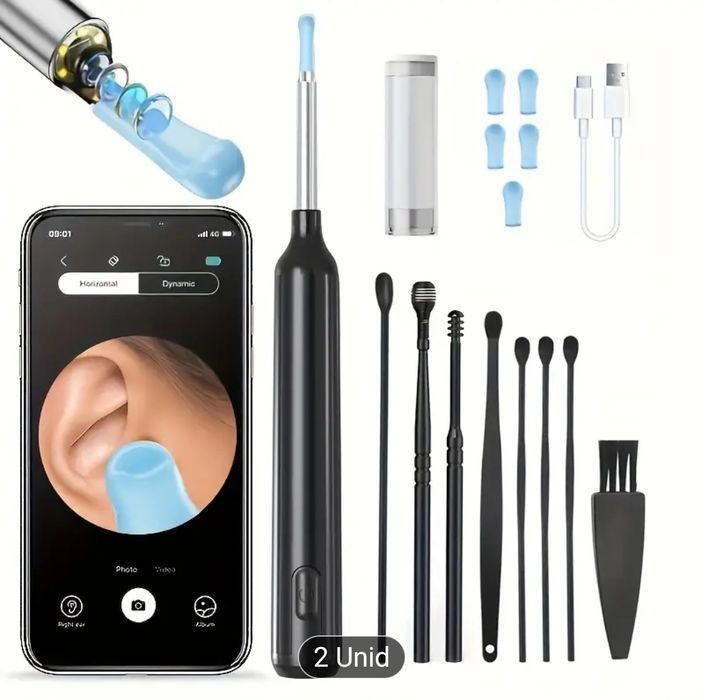 Kit de Remoção de Cera de Ouvido, Conjunto de 8 Peças com Câmera