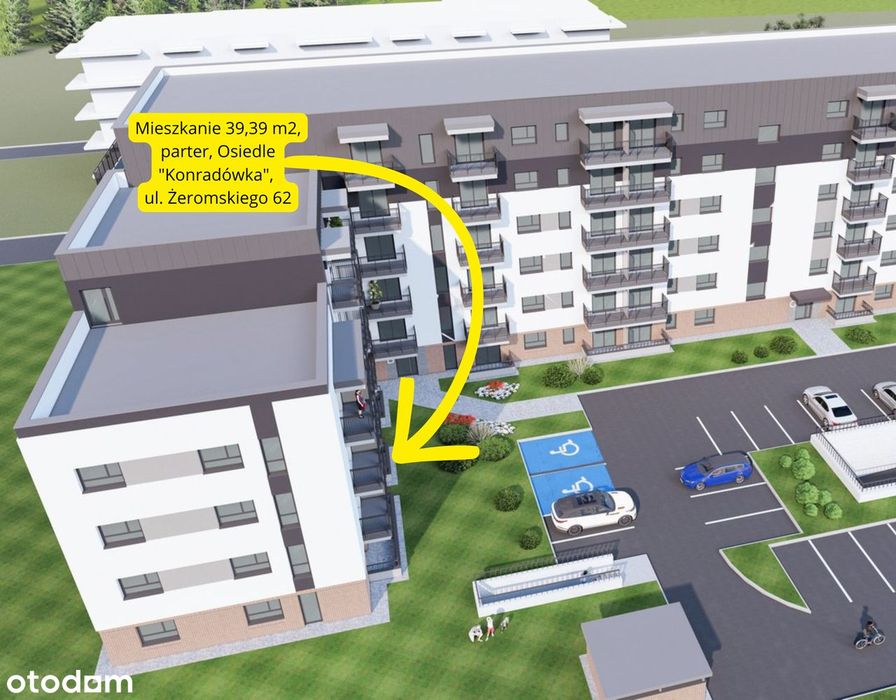 Mieszkanie 39,39 m2, parter, Osiedle "Konradówka", ul. Żeromskiego 62