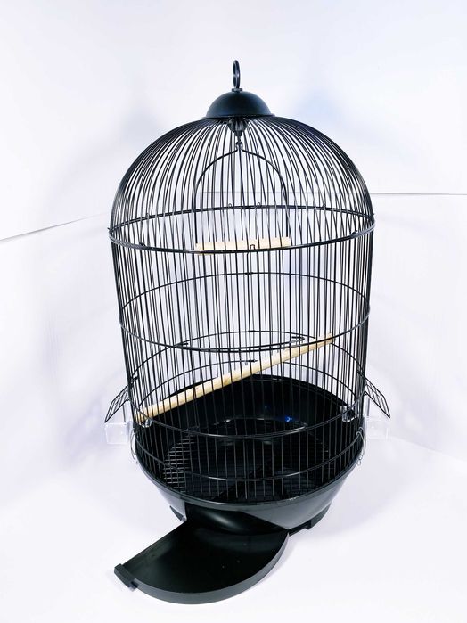 Стильная черная круглая клетка для попугая. AV330. 40х70см. Круглая.