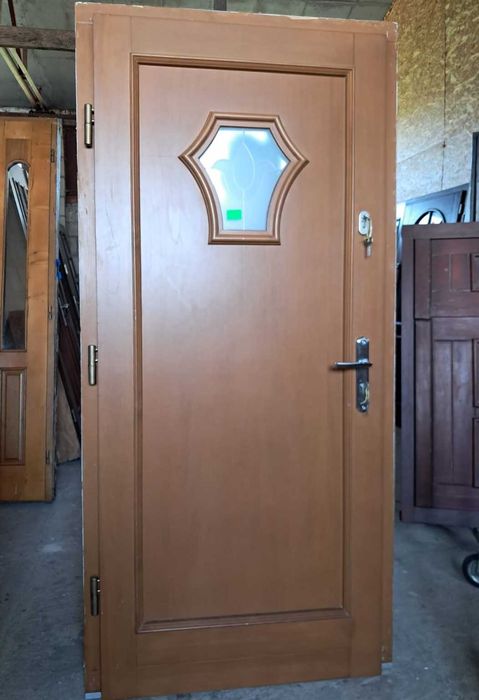 DRZWI Zewnętrzne Drewniane Sosnowe Wejściowe 100x210cm
