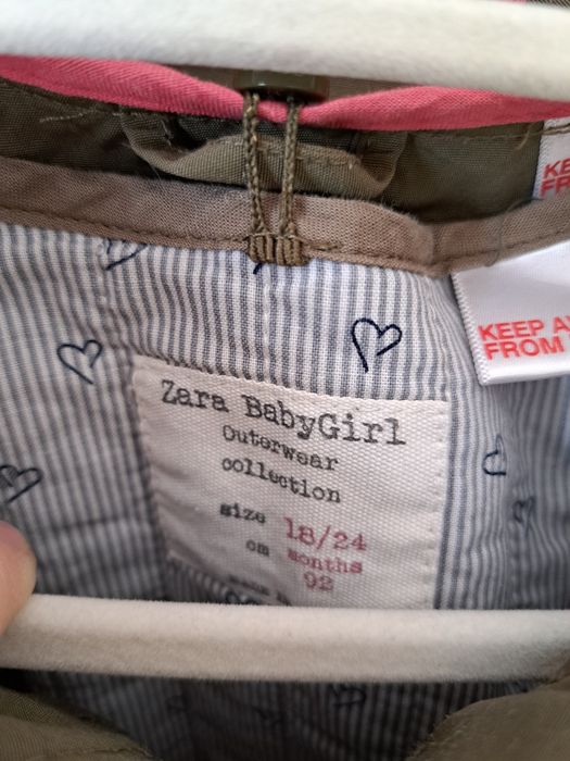 Zara kurtka wiosenna dziewczęca parka 86/92 khaki wiosna lato