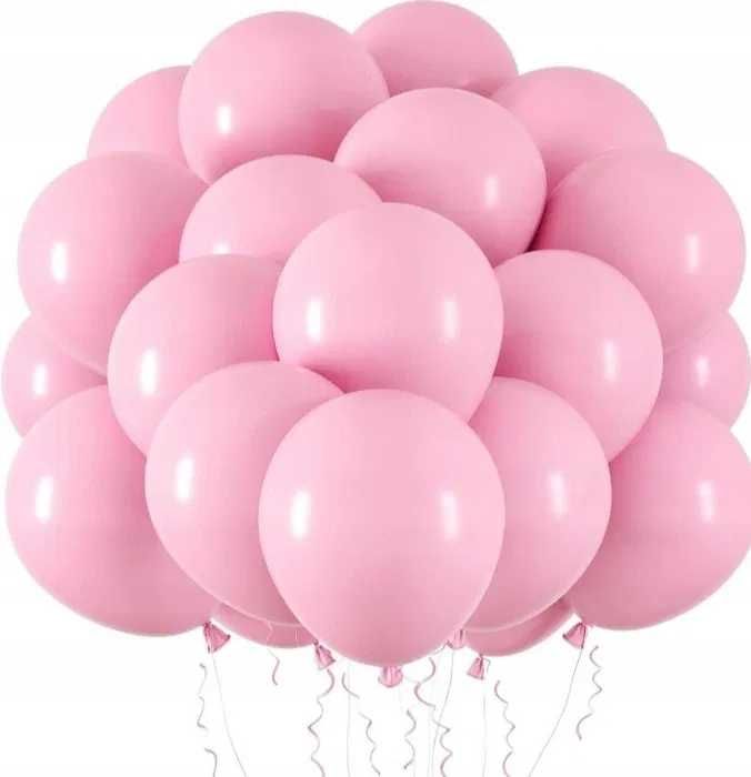 Balony jednokolorowe komplet 100 szt RÓŻOWE ok. 30 cm