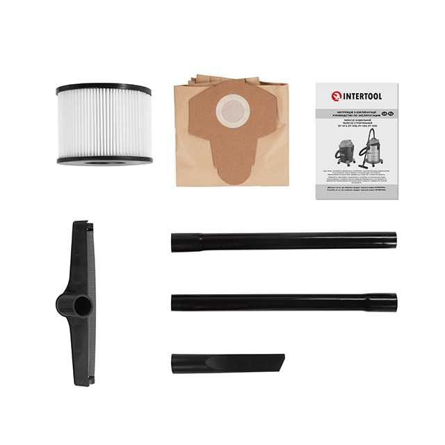 Пилосос будівельний 1.4 кВт, бак 30 л, фільтр, 17кПа INTERTOOL DT-1030