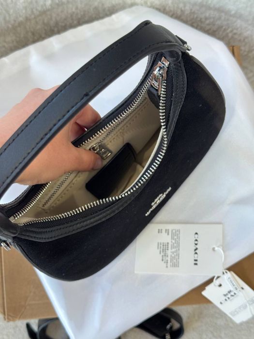 Сумка Coach чорна шкіра та замш