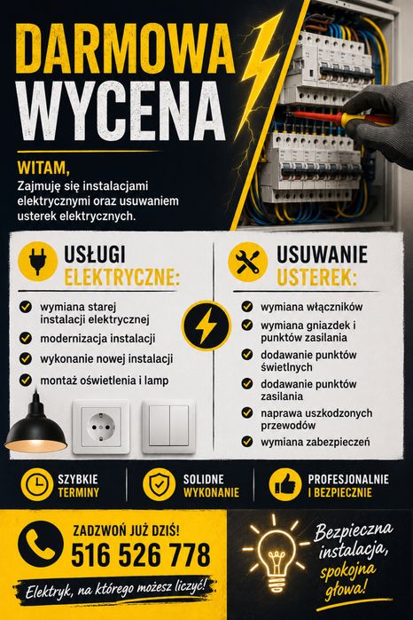 Elektryk Nowe/Stare instalacje Usterki Tanio