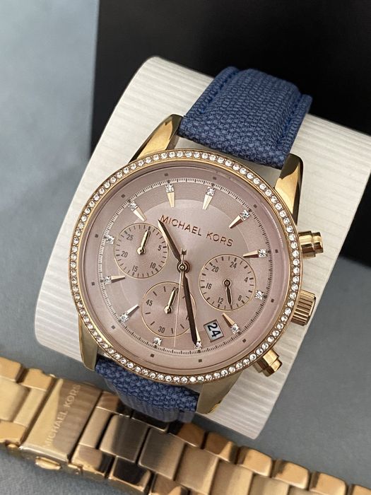 Michael Kors MK6357 ritz zegarek damski różowe złoto chronograf