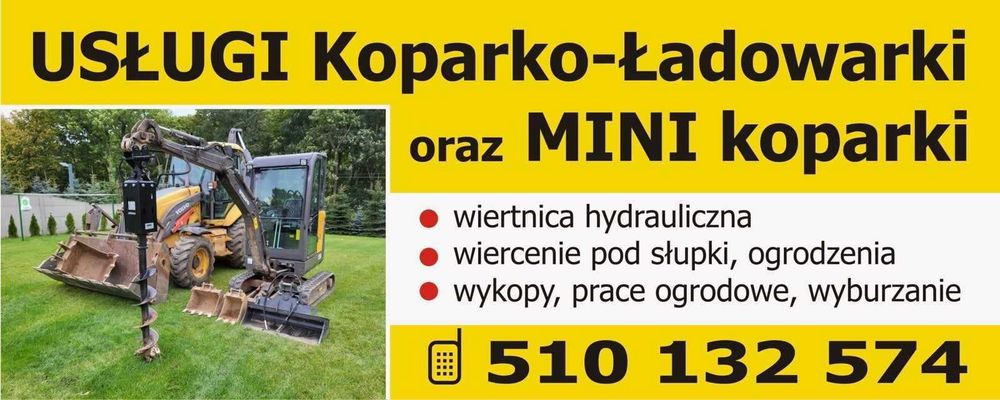 Usługi mini koparka, wiertnica, roboty ziemne