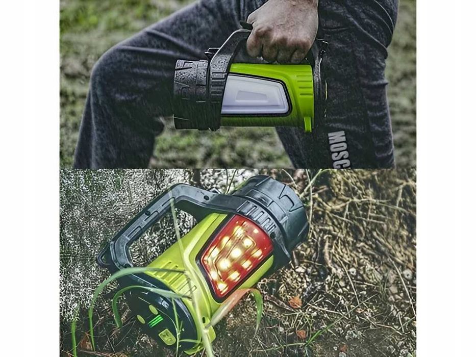 ZESTAW Latarka akumulatorowa szperacz LED mocna powerbank oświetlenie