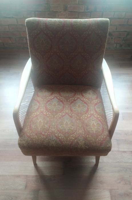 Fotel Art Deco Krzesło Sessel Rattan NRD PRL Vintage