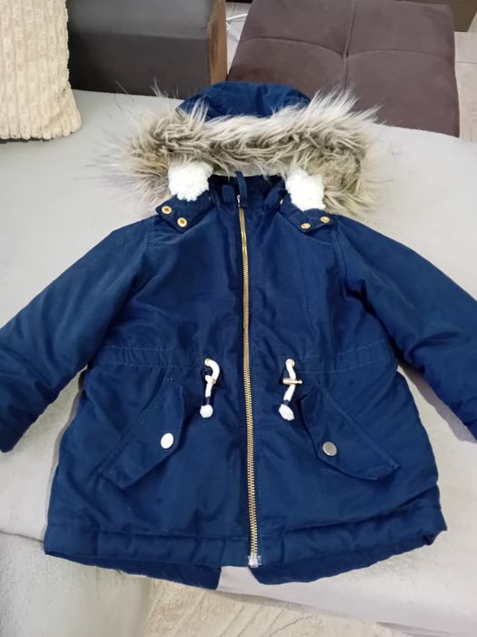 Piękna granatowa zimowa kurtka rozm.98 H&M.