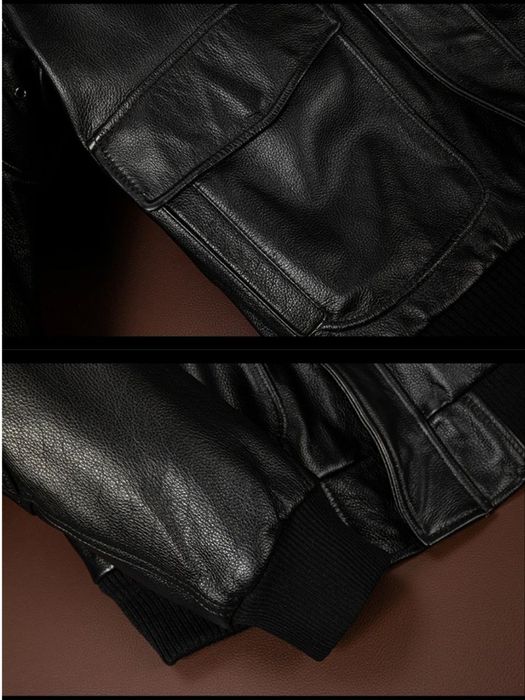 Кожаная куртка с воротником из овчины. Без утеплителя. Демисезон