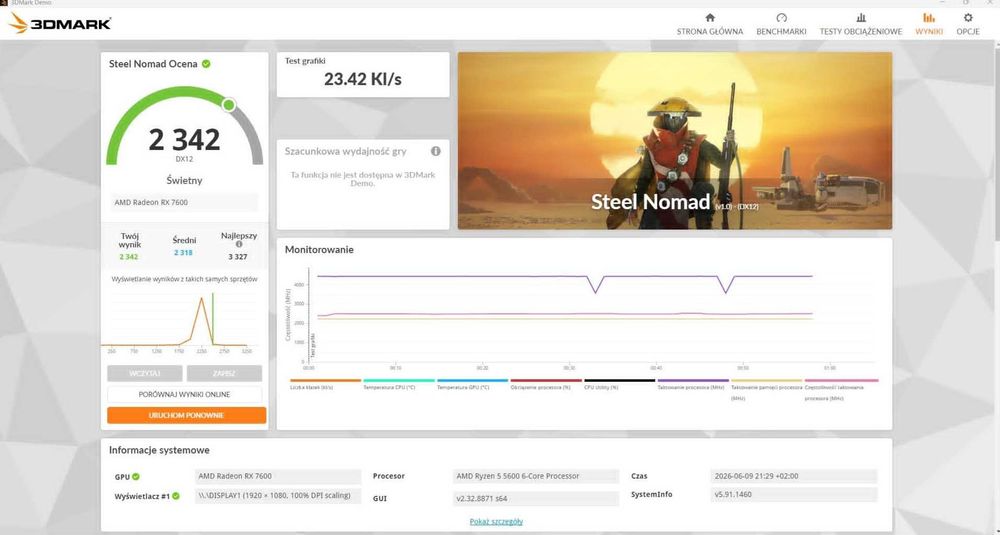 Sapphire Pulse Radeon RX 7600 8 GB | Sprawna | Pudełko | Testowana