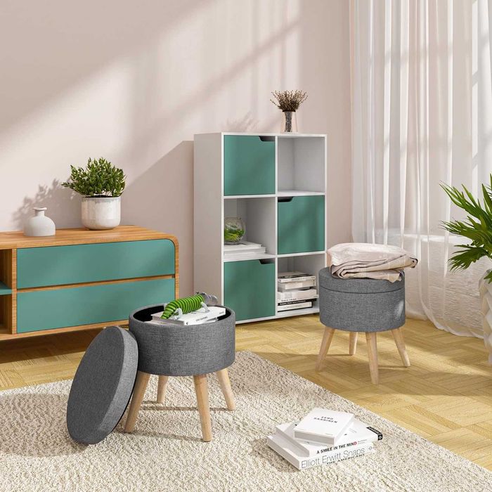 Banqueta banco com apoio de pés compartimento armazenamento [3 CORES]