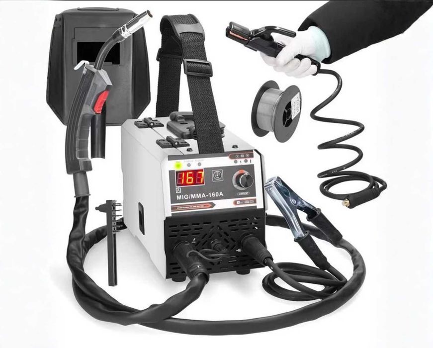 Komplet Spawarka 2w1 MIG MMA 120A bez gazu IGBT 220V Drut, maska