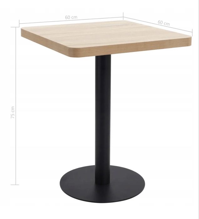 Stół bistro MDF 60x60x75 cm jasnobrazowy/czarny