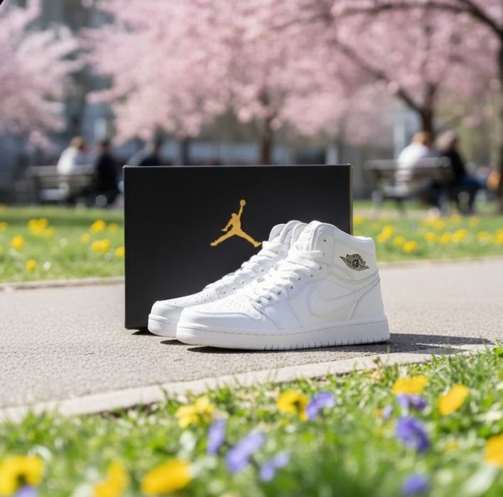 Жіночі осінні  кросівки Nike air Jordan/натуральна шкіра/хайтопи найк