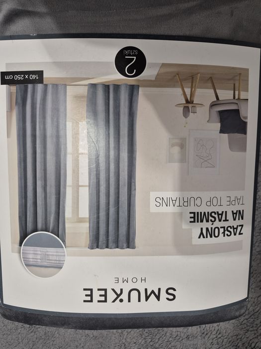 Zasłona szara na taśmie 2 szt