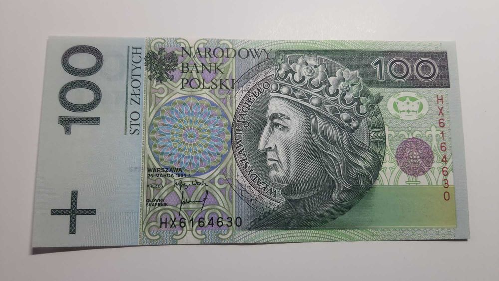 100 Złotych 1994 HX błąd druku - BRAK HOLOGRAMU