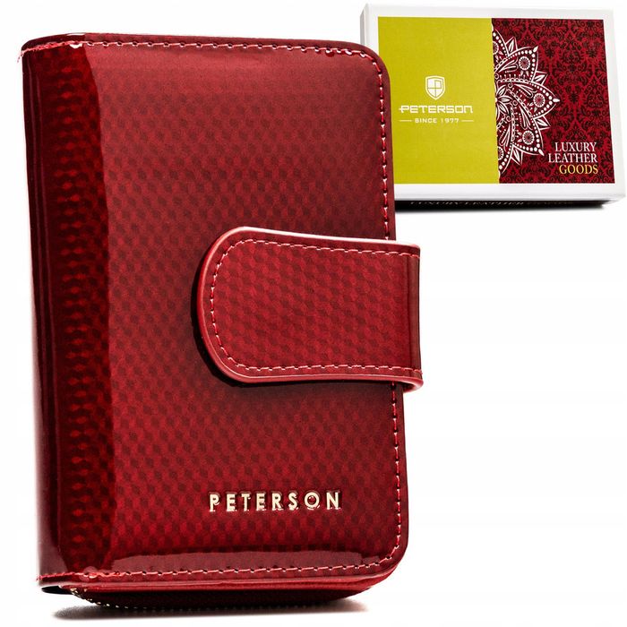 peterson skórzany portfel damski pionowy elegancki rfid
