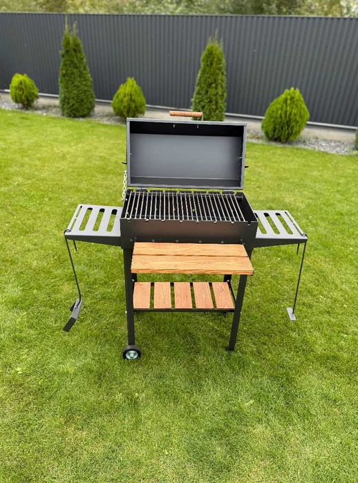 Мангал з кришкою для барбекю метал 4 мм на 8 шампурів