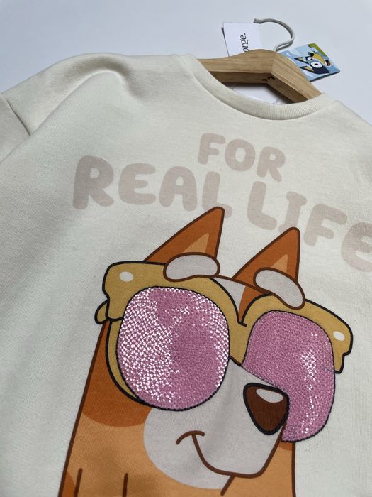 104 110 George Bluey kremowa jasna bluza dresowa z cekinami ciepła UK