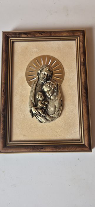 Stary obrazek Święta Rodzina relief T15