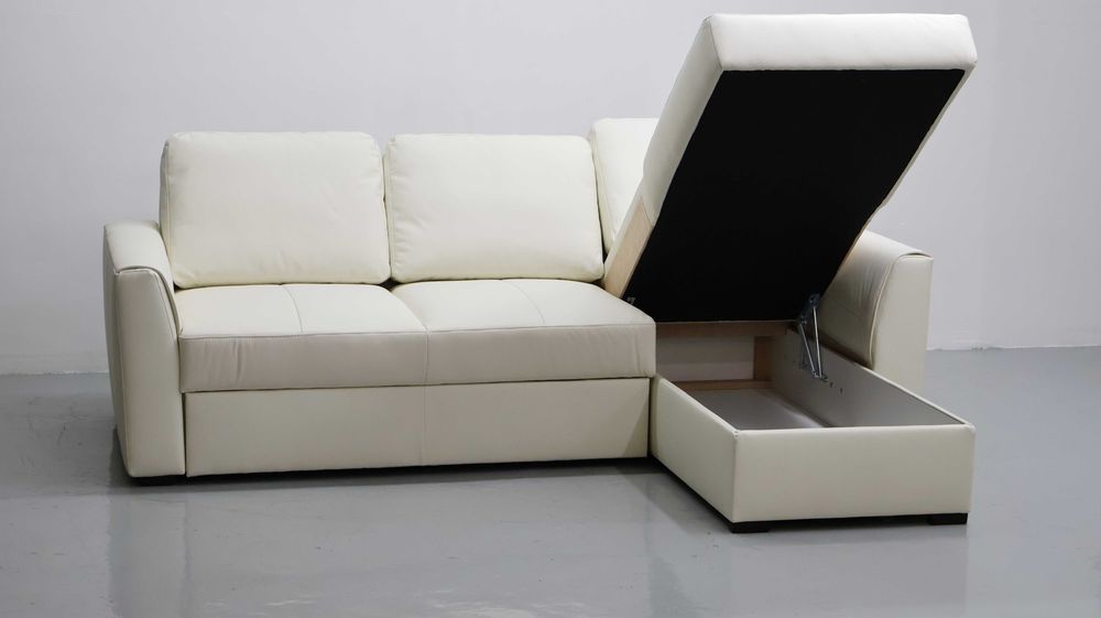 LTW nowy narożnik skóra naturalna z funkcja spania i pojemnikiem 1018