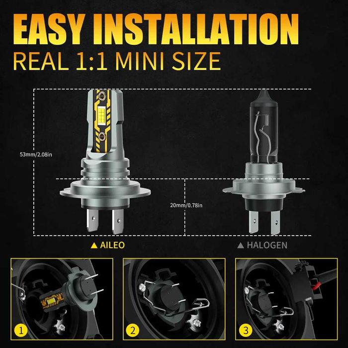 Lâmpada LED  carro, Branca super brilhante ,  H7, 22000LM, 6500K