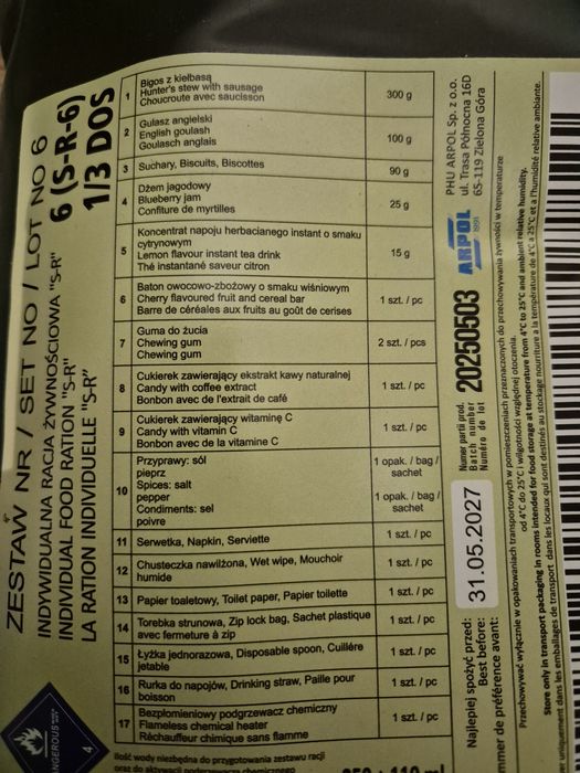 Indywidualne racje żywnościowe