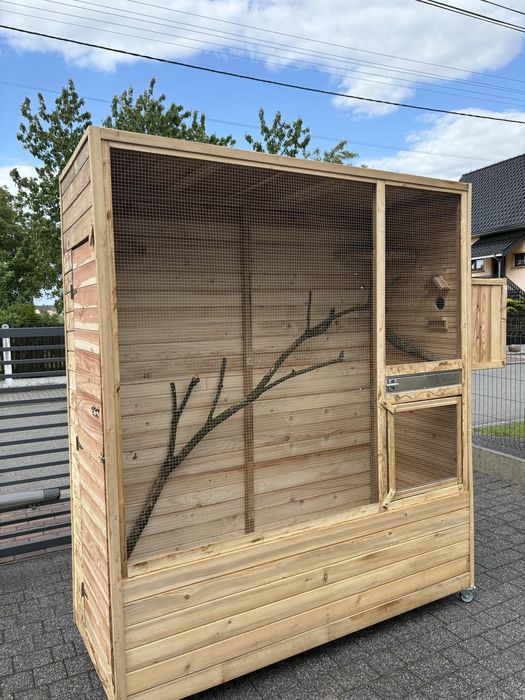 Nowa woliera klatki dla ptaków/papug – solidna, drewniana, na kółkach