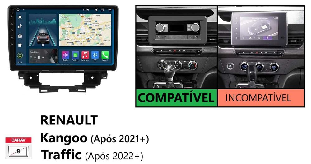 (NOVO) Rádio 2DIN 9" • Renault EXPRESS / Kangoo • Android [4+64GB]