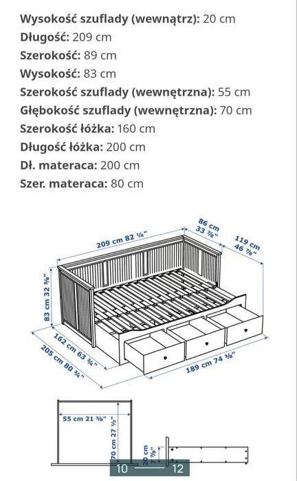 Łożko HEMNES IKEA rozkładane 160x200
