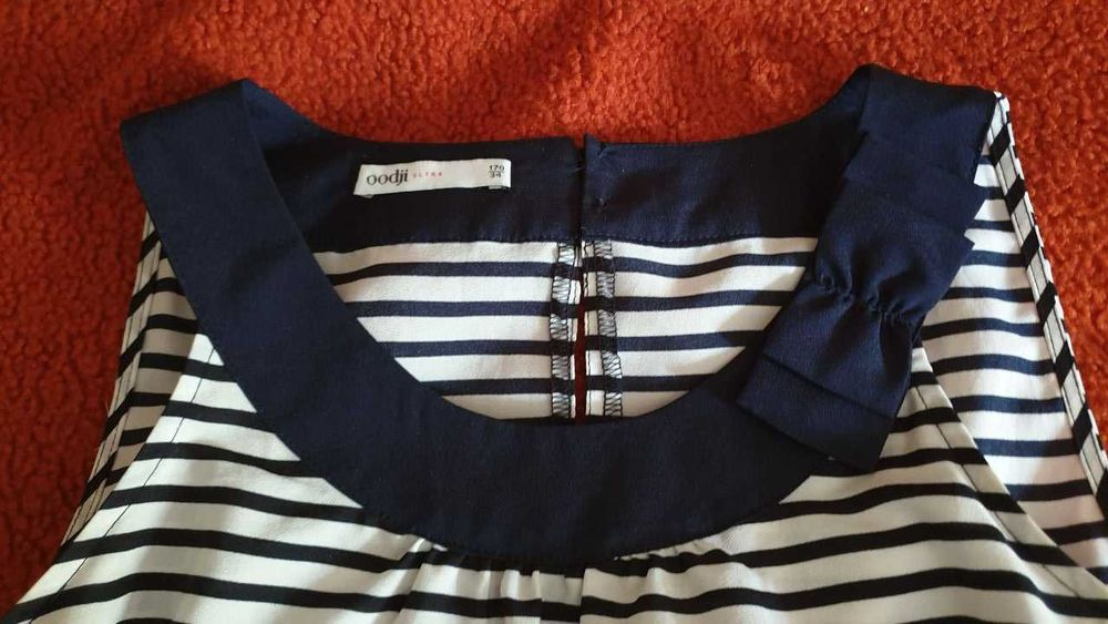 Блузка жіноча в білу та синю смужки Oodji , дуже елегантна, р.42 укр