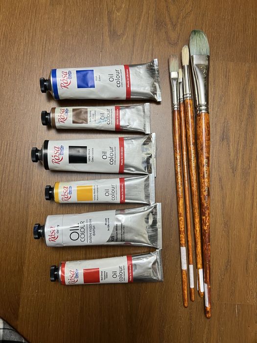 Фарби олійні rosa, кисті kolos bristle grace