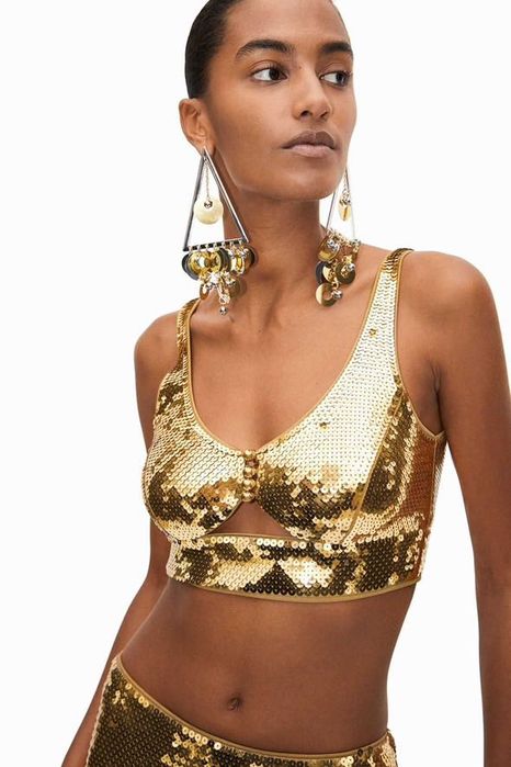 Золотий елегантний топ Rabanne H&M з блискітками R. L