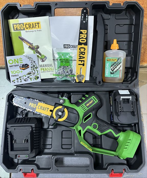 Акумуляторна пила PROCRAFT PKA32Li/ 2АКБ 4А таЗП/Маслонасо/шина15,20см