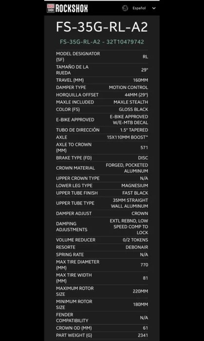 RockShox 35 Gold RL 160mm