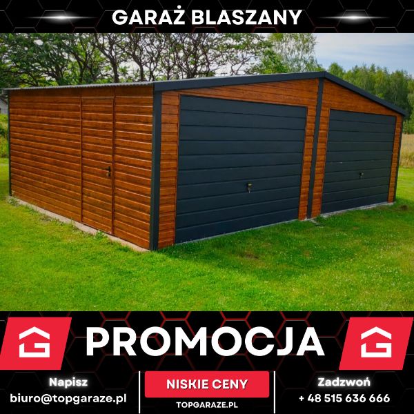 Garaż 7x5m blaszany drewnopodobny dwustanowiskowy na wymiar 8x8 9x6