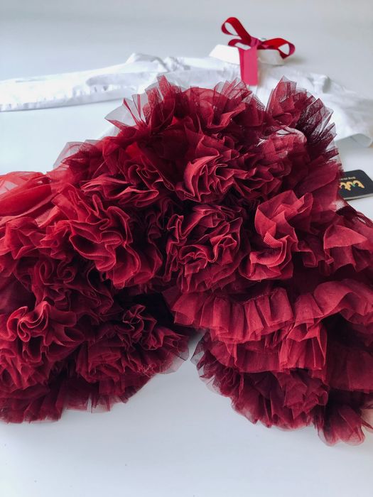 Nowa Bordowa TuTu spodnica spódniczka 128 134 burgu swiateczna 140 146