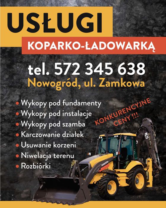 Uslugi koparko-ladowarką oraz ładowarką teleskopową