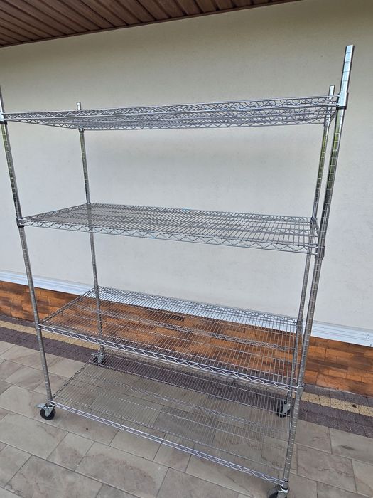 regał chromowany magazynowy wózek gastronomiczny stalowy na kółkach bardzo mocny ażurowy 200x150x60