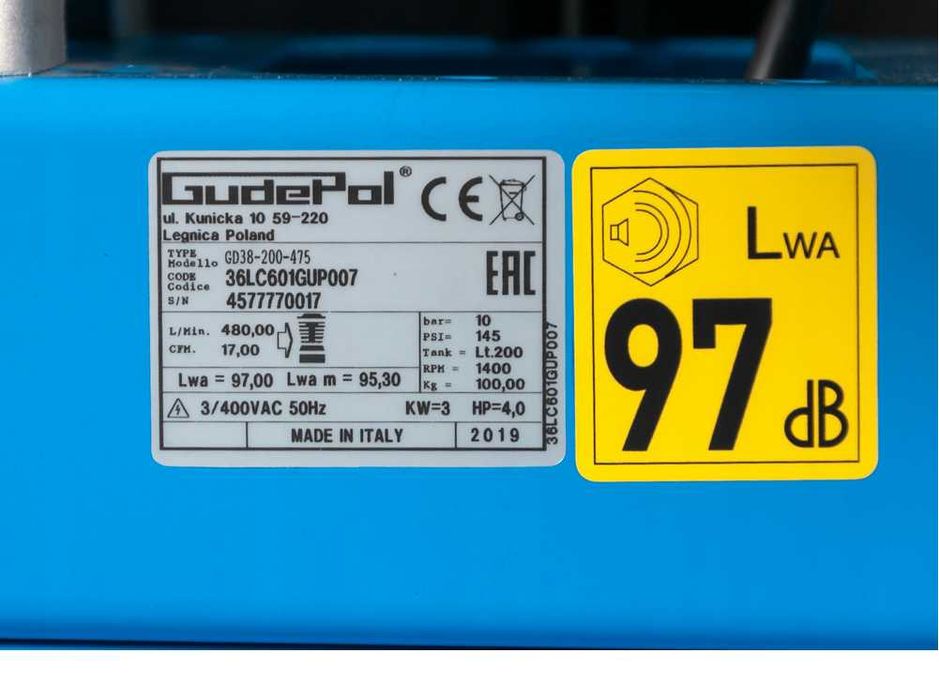 Kompresor olejowy  200l  GUDEPOL