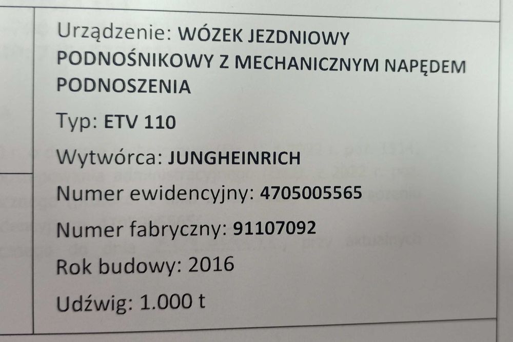 Wózek widłowy Jungheinrich ETV 110