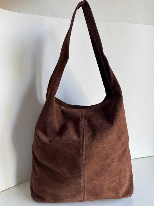 Torebka czekoladowa duża skóra skórzana brązowa worek Lorenzo Paris