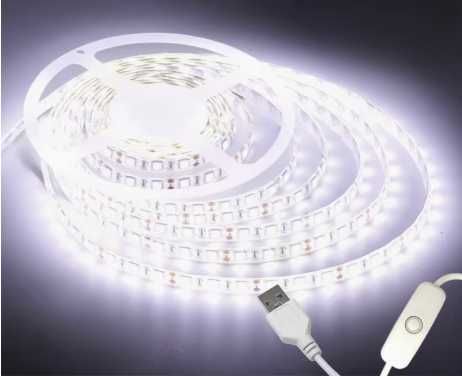Світлодіодна стрічка 5 в. 5 м. 150 діодів холодна біла .з вимикачем