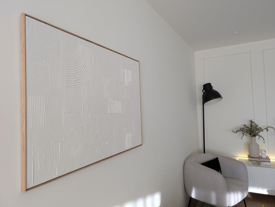 Quadro Abstrato Texturizado 100x70cm | Peça Única c/ Moldura Madeira