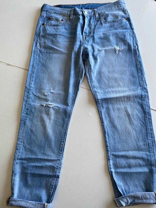 Джинсы, LEVIS, 501, модель бойфренд, цвет голубой.