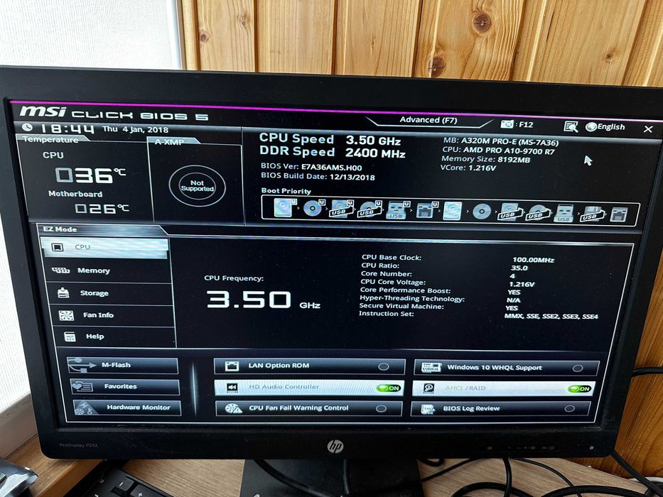 Комплект MSI A320M PRO-E sAM4 + AMD A10-9700 3.5GHz 4/4 ядра